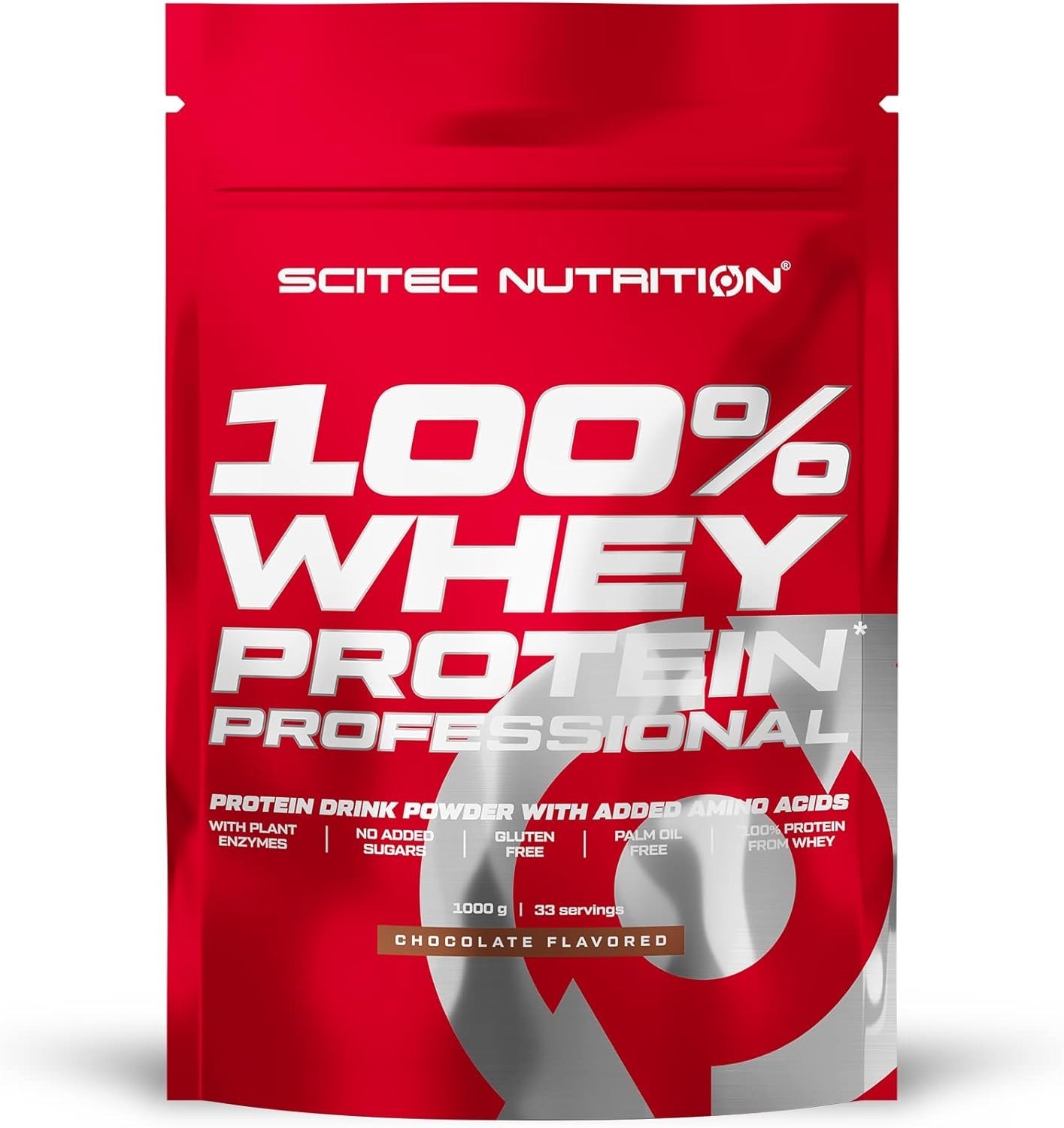 Produktbild von Bewertung Scitec Nutrition 100% Whey Protein Professional mit extra zusätzlichen Aminosäuren und Verdauungsenzymen glutenfrei 1 kg, Schokolade