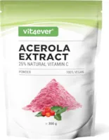 Produktbild von Vit4ever Acerola Pulver 300 g Natürliches Vitamin C - 200 Tagesportionen mit 1500 mg reinem Extrakt aus der Acerolakirsche - Laborgeprüft - Vegan
