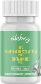 Produktbild von Bewertung Vitabay OPC Traubenkernextrakt hochdosiert 110mg 120 Traubenkernextrakt OPC Kapseln hochdosiert OPC Traubenkernextrakt OPC hochdosiert OPC Traubenkernextrakt OPC Traubenextrakt OPC-Kapseln