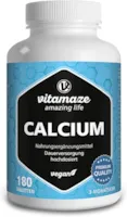 Produktbild von Bewertung Vitamaze amazing life Calcium Tabletten hochdosiert vegan 180 Tabletten für 3 Monate 800 mg Kalzium-Carbonat pro Tagesdosis Organische Nahrungsergänzung ohne Zusatzstoffe Made in Germany
