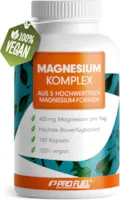 Produktbild von Bewertung ProFuel Magnesium Komplex 180 Kapseln, 400 mg elementares Magnesium pro Tag 5 hochwertige Formen: Magnesiumoxid, Citrat, Bisglycinat, Malat & Ascorbat, optimale Bioverfügbarkeit, 3 Monats-Vorrat