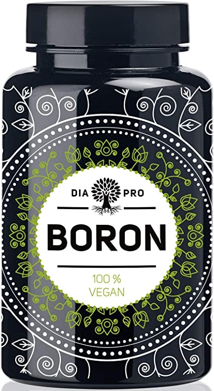 DiaPro Boron Hochdosierte Boron-Tabletten mit 3 mg Bor pro Tablette aus Natriumborat 365 Stück Jahresvorrat 100% Vegan Laborgeprüft Hergestellt in Deutschland