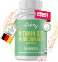 Produktbild von Bewertung Vitabay Vitamin B12 500 µg Lutschtabletten hochdosiert ohne Folat 360 vegane Tabletten Vitamin B12 vegan Methylcobalamin Tabletten