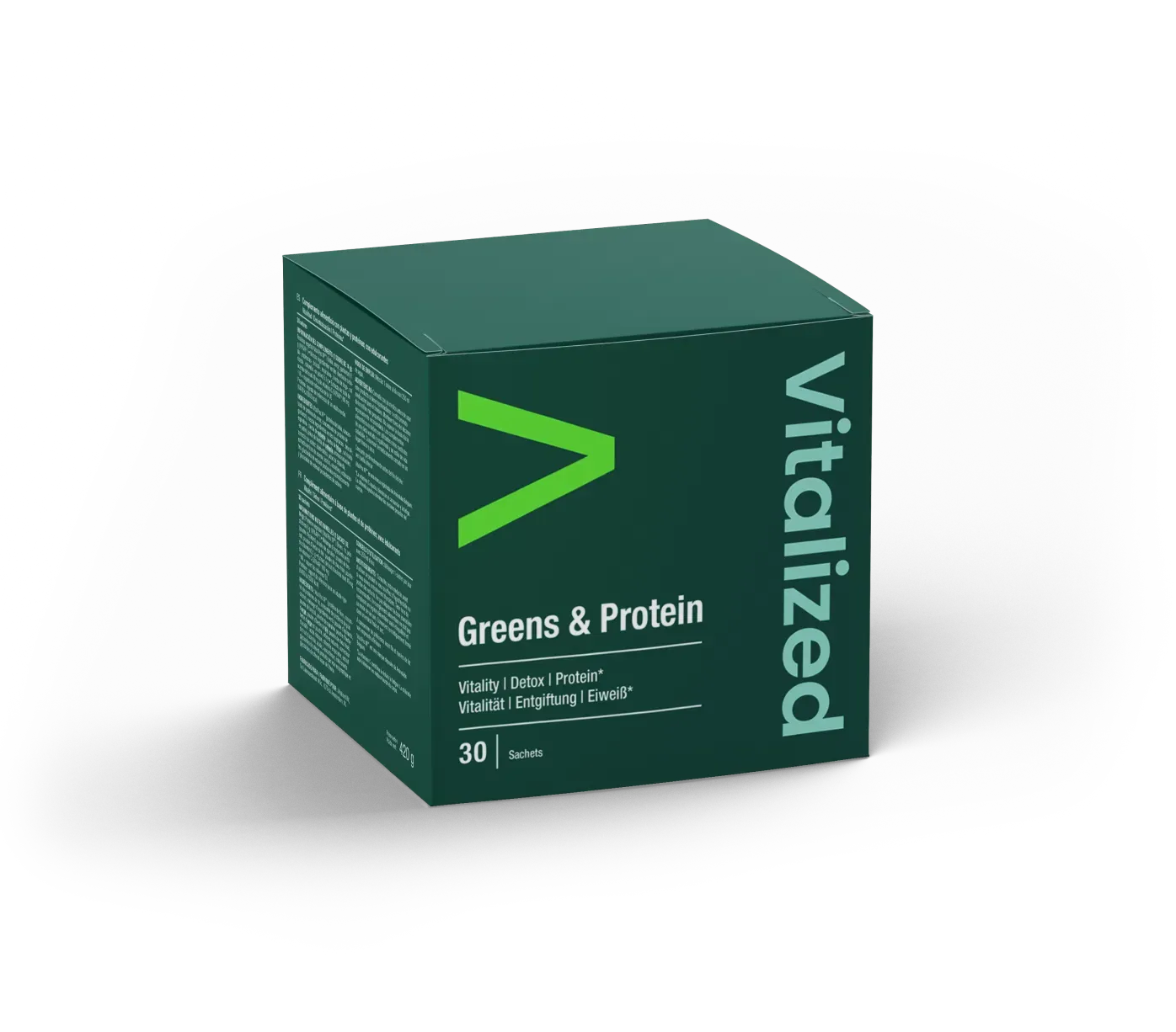 Produktbild von Bewertung Vitalized Greens und Protein Mischung aus grünen Superfoods und pflanzlichem Protein zur Entgiftung PZN 19824040