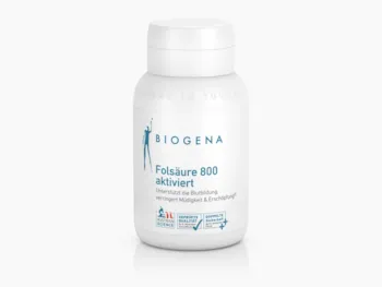Produktbild von Bewertung BIOGENA Folsäure 800 aktiviert für den Homocystein-Stoffwechsel, Müdigkeit und Schwangerschaft