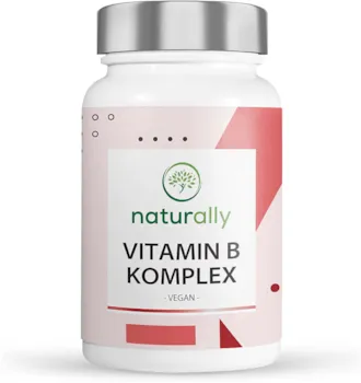 naturally Vitamin B Komplex Tabletten von naturally - 180 Tabletten mit allen 8 Formen B Vitamine hochdosiert - dazu Inositol und Cholin - laborgeprüft, ohne Zusätze, vegan - hergestellt in DE