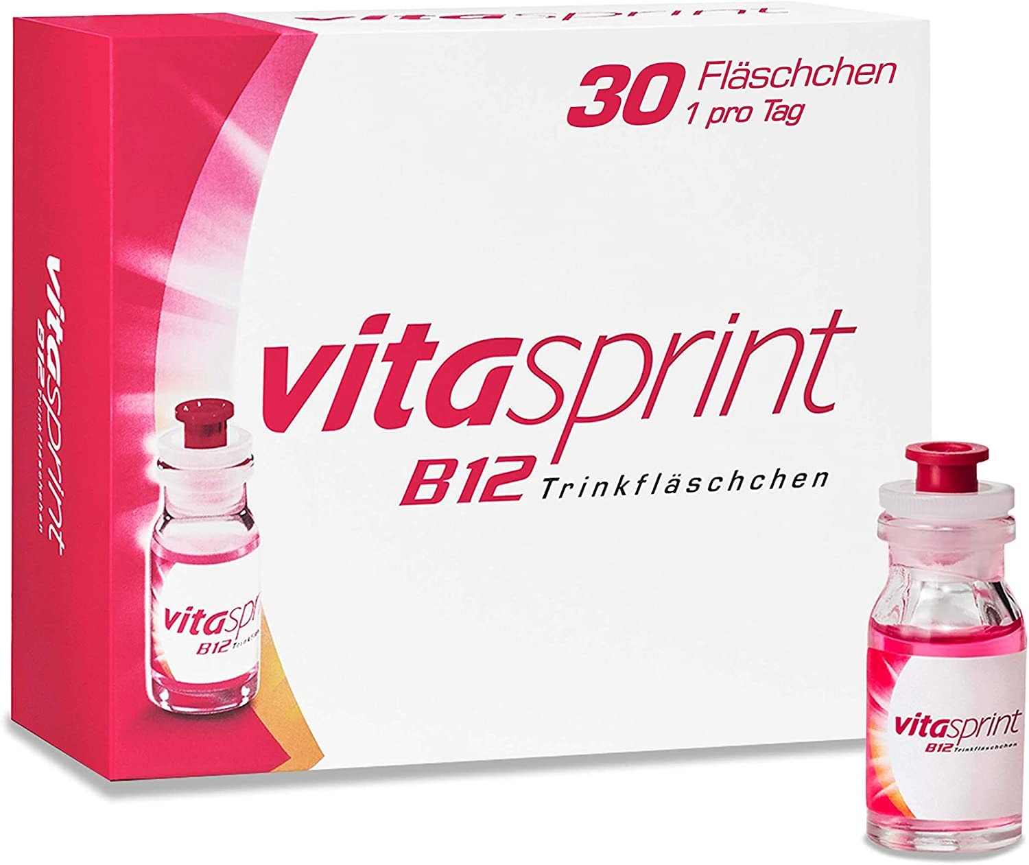 Produktbild von vitasprint - B12 Trinkfläschchen, 30 St. – Mit hochdosiertem Vitamin B12 zur Besserung des Allgemeinbefindens, für mehr Energie und weniger Müdigkeit und Erschöpfung