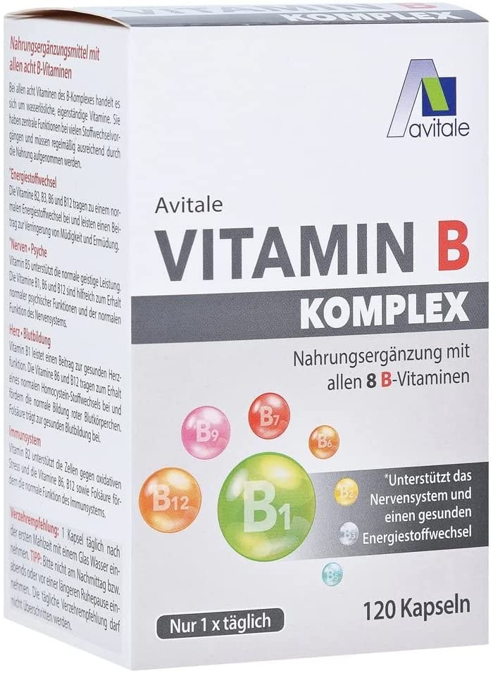 Produktbild von Avitale Vitamin B Komplex - Mini-Kapseln mit allen 8 B-Vitaminen zur Unterstützung des Nervensystems, 42 g