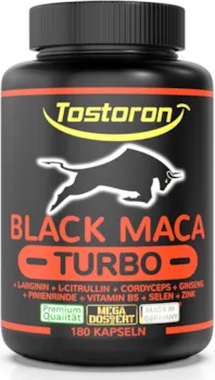 Produktbild von Bewertung Tostoron BLACK MACA TURBO MACH DICH BOSS und hol dir den TOSTORON HAMMER 180 Kapseln hochdosiert L-Arginin (AAKG) Maca schwarz L-Citrullin Cordyceps Pinienrinde Ginseng