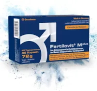 Produktbild von Bewertung Fertilovit M plus Fruchtbarkeit und Spermienbildung Kinderwunsch Vitamine für den Mann studiengetestet patentiert für die Fertilität 90 Kapseln