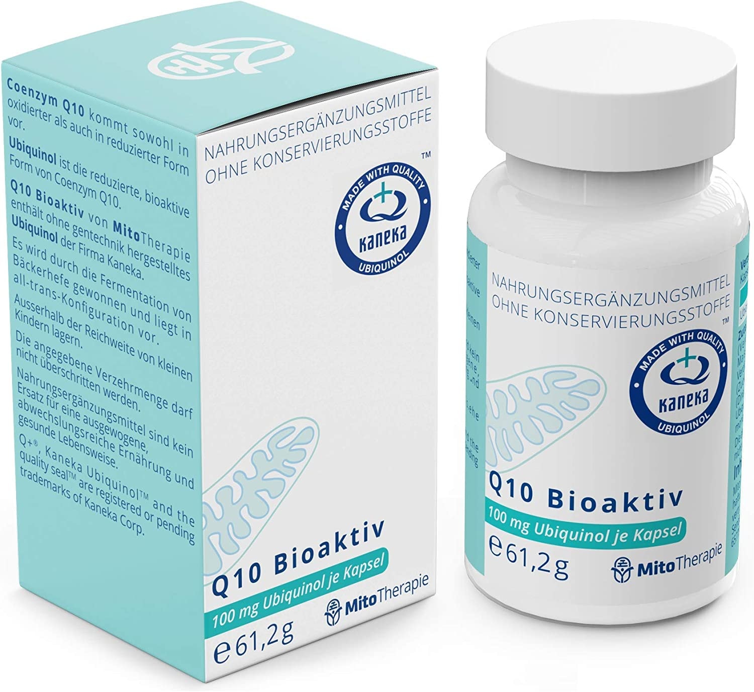 MitoTherapie - Q10 Bioaktiv - 100 mg Ubiquinol je Kapsel - 90 vegetarische Kapseln mit der reduzierten, atmungsaktiven Form von Coenzym Q10 - Coenzym Q10 in seiner besten Form!