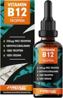 Produktbild von ProFuel Vitamin B12 Tropfen 1800 Tropfen 50ml bioaktives Methylcobalamin B12 optimal hochdosiert mit 500mcg B12 ohne Konservierungsstoffe oder Alkohol 100% vegan