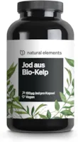 Produktbild von Bewertung natural elements Jod aus Bio-Kelp 365 Kapseln 150µg Jod aus Braunalgen Bio-Qualität für die Schilddrüse vegan hochdosiert ohne unnötige Zusätze in Deutschland produziert & laborgeprüft