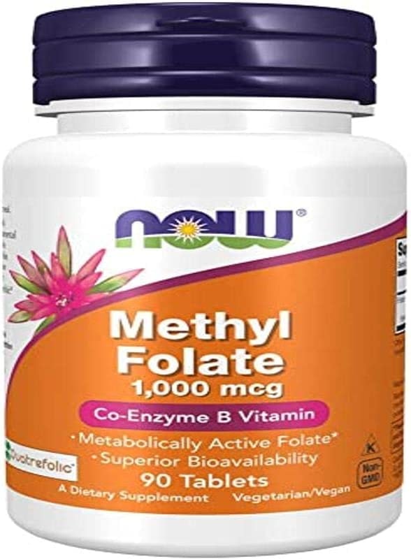 Produktbild von Now Foods, Methyl Folate (Folsäure), 1.000mcg, 90 vegane Tabletten, Laborgeprüft, Vitamin B9, Glutenfrei, Sojafrei, Vegetarisch
