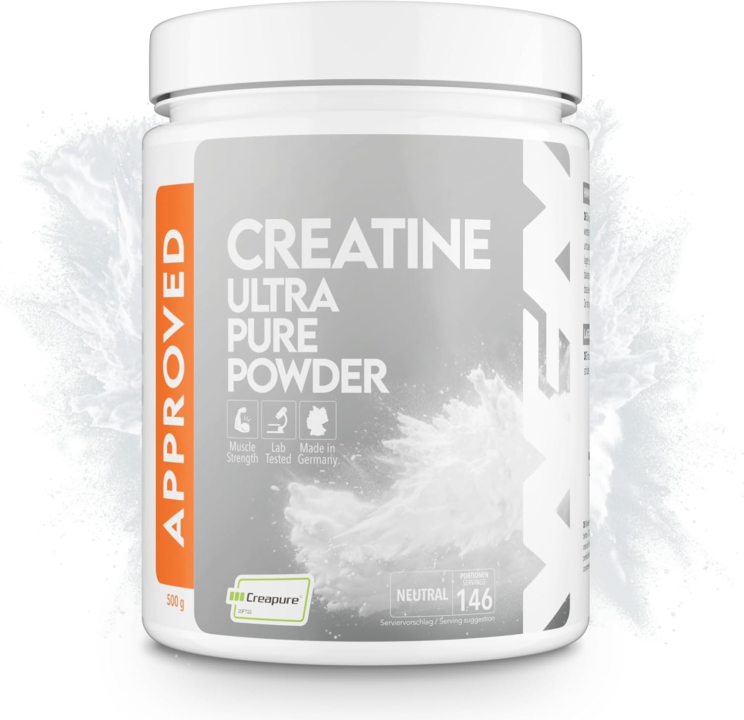 Produktbild von Bewertung WFN WORLD'S FOOD NUTRITION Approved Creatine Creapure Creatin Monohydrat Pulver 500g Dose Reines Kreatin Pulver Vegan Neutral & Ohne Zusätze 146 Portionen Made in Germany Extern laborgeprüft