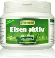 Greenfood Eisen aktiv, 50 mg, extra hochdosiert, 180 Tabletten, hohe Verfügbarkeit