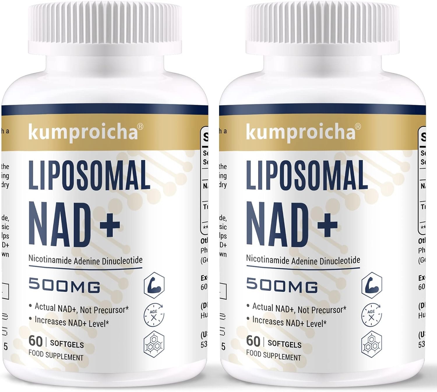 Produktbild von Bewertung kumproicha Liposomale NAD+ 500mg mit TMG 250mg Weichkapseln aktuelles NAD+ Supplement für Zellreparatur & Energiestoffwechsel (2 pack)