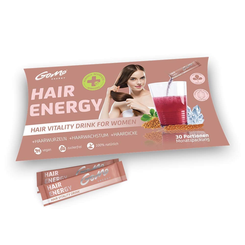 Produktbild von Bewertung GoMo HAIR ENERGY Haarwachstum für Frauen Anti-Haarausfall gesunder Haarwuchs Bockshornklee Extrakt Bambus Extrakt Biotin Zink Selen Vitamin B-Komplex