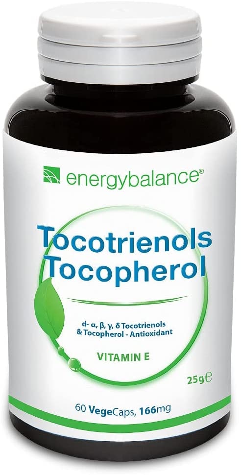 Produktbild von EnergyBalance Tocotrienol alpha-gamma - 4 Tocopherole in 1 Kapseln mit Antioxidantien - Natürlicher Vitamin E Komplex - Vegan, ohne Zusätze - 60 VegeCaps à 54,1mg