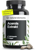 Produktbild von natural elements Acerola Kapseln Natürliches Vitamin C 180 vegane Kapseln für 6 Monate Laborgeprüft ohne unerwünschte Zusätze