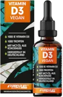 ProFuel Vitamin D3 vegan - 1000 Tropfen (30ml) - 1000 IE Vitamin D3 pro Tag - optimal hochdosiert und bioverfügbar - 100% pflanzliches Vitamin D3 aus Flechten - laborgeprüft, in Deutschland produziert
