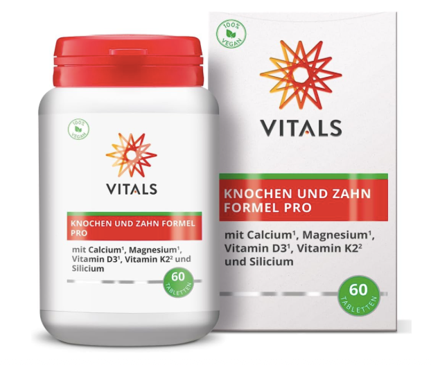 Produktbild von Bewertung VITALS KNOCHEN UND ZAHN FORMEL PRO Tabletten CALCIUM MAGNESIUM VITAMIN D3 VITAMIN K2 SILICIUM TRAACS® K2VITAL™ MESOPOROSIL® Starke Knochen Artikelnummer V4508