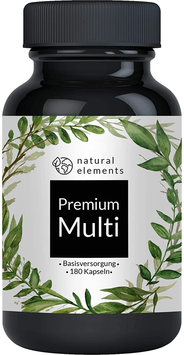 Produktbild von Bewertung natural elements Multivitamin Komplex Kapseln Bioaktiv Form Vitamine und Mineralstoffe und Premium Rohstoffen Hochdosiert 180 Kapseln