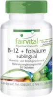 fairvital - B-12 Tabletten mit Folsäure sublingual - 90 Tabletten - rasche Aufnahme über die Mundschleimhaut