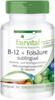 Produktbild von fairvital - B-12 Tabletten mit Folsäure sublingual - 90 Tabletten - rasche Aufnahme über die Mundschleimhaut