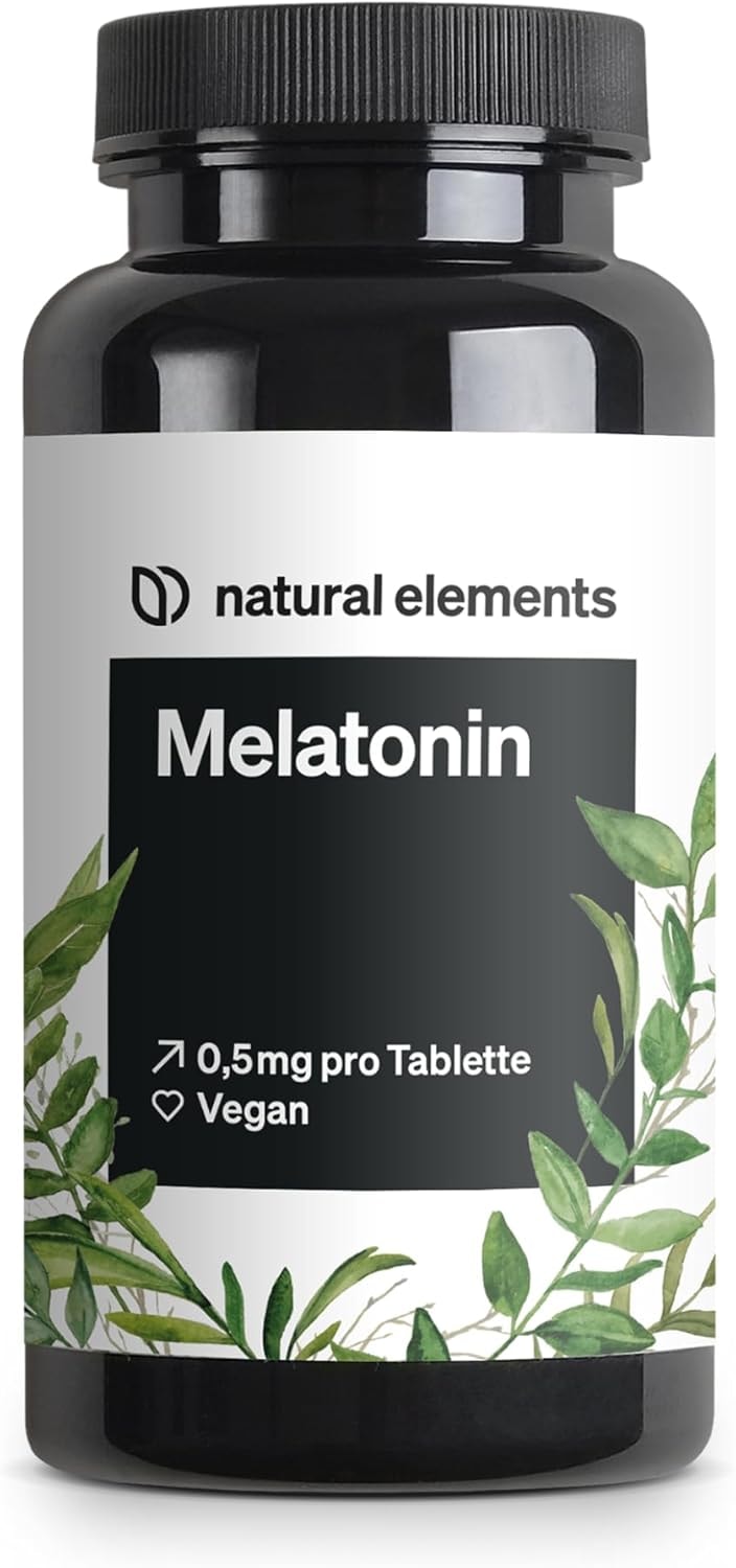 Produktbild von Bewertung natural elements Melatonin Tabletten 365 Stück mit 0,5mg Melatonin pro Tablette hochdosiert Ohne unerwünschte Zusätze Laborgeprüft Alternative zu Einschlafspray - 100% vegan