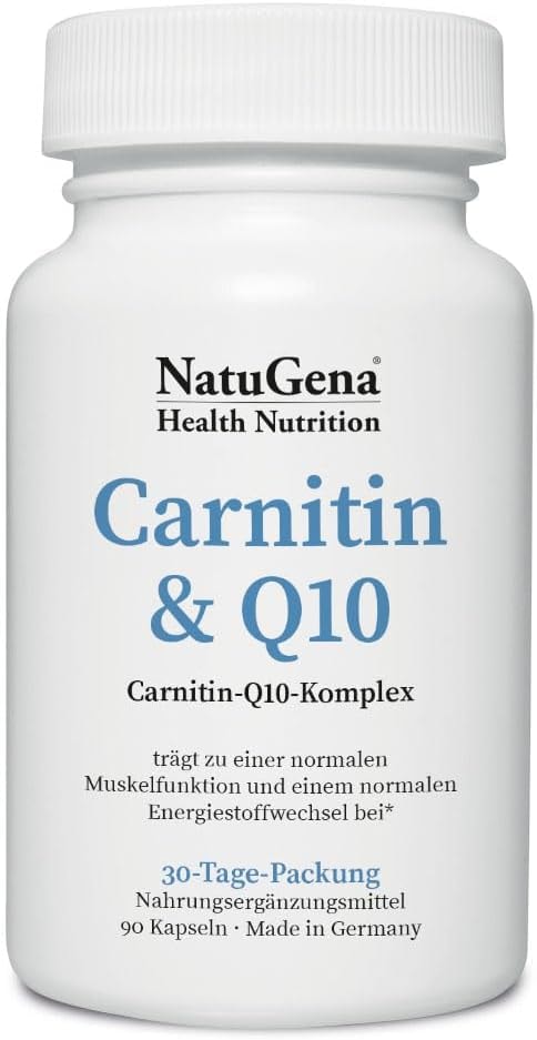 Produktbild von Bewertung NatuGena Carnitin Q10 fördert die Muskelfunktion und Energeistoffwechsel 90 Kapseln für 30 Tage