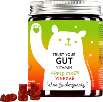 Produktbild von Bears with Benefits Präbiotikum mit Apfelessig für den Darm mit Vitamin B6, B9, B12 und Jod für Darm-Wohlbefinden & Entschlacken - vegane Gummibärchen ohne Zuckerzusatz - 60St Monatsvorrat - Trust Your Gut Vitamin Bears with Benefits