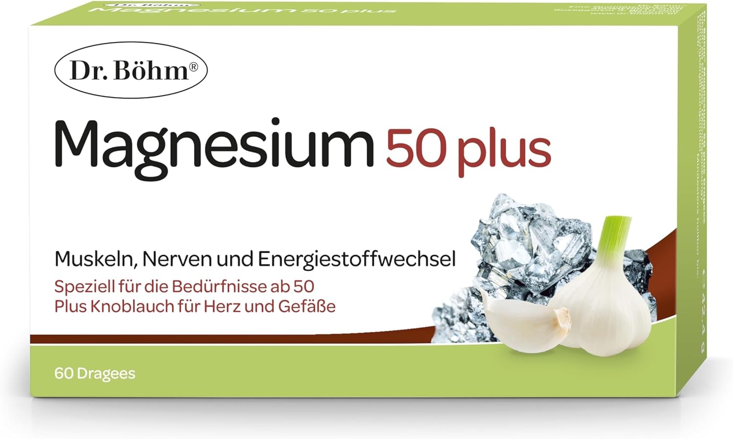 Produktbild von Bewertung Dr. Böhm Magnesium 50 plus, 60 Dragees Zur Unterstützung der normalen Funktion der Muskeln Nerven und des Energiestoffwechsel für Personen ab 50
