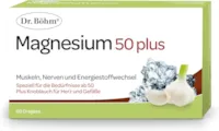 Produktbild von Bewertung Dr. Böhm Magnesium 50 plus, 60 Dragees Zur Unterstützung der normalen Funktion der Muskeln Nerven und des Energiestoffwechsel für Personen ab 50