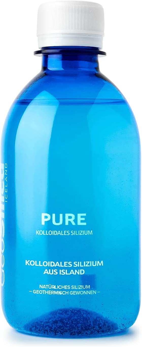 Produktbild von GeoSilica Silizium Pure - 300 ml - Flüssiges Kolloidales Silizium aus Island - 200mg Silizium pro Tagesdosis - pH 8,5 Basisch - Vegan und 100% natürlich