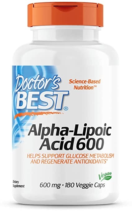 Produktbild von Doctor's Best, Alpha-Lipoic Acid (Alpha Liponsäure), 600 mg Depot, 2-Tages-Dosis, 180 vegane Kapseln, Hochdosiert, Laborgeprüft, Ohne Gentechnik, Glutenfrei