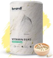 Produktbild von brandl Vitamin D3 K2 Vegan | Vitamin D3 K2 hochdosiert mit 5.000 IU + 250 μg optimiert für Sportler | brandl® Made in Germany | Vitamin D und Vitamin K2 | 120 Kapseln