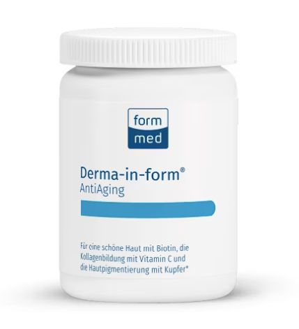 Produktbild von Bewertung FormMed Derma-in-form AntiAging Kapseln Haut Biotin Kollagen Vitamin C Kupfer Artikel-Nr. 2000.1732