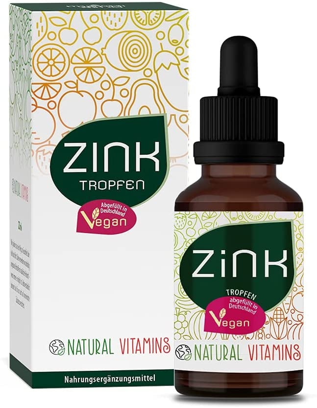 Produktbild von NATURAL VITAMINS Zink Tropfen 100ml (3400 Tropfen) Premium: Zink-Sulfat Flüssig (Ionisches Zink) hochdosiert, Vegan, Ohne Alkohol, in Deutschland produziert