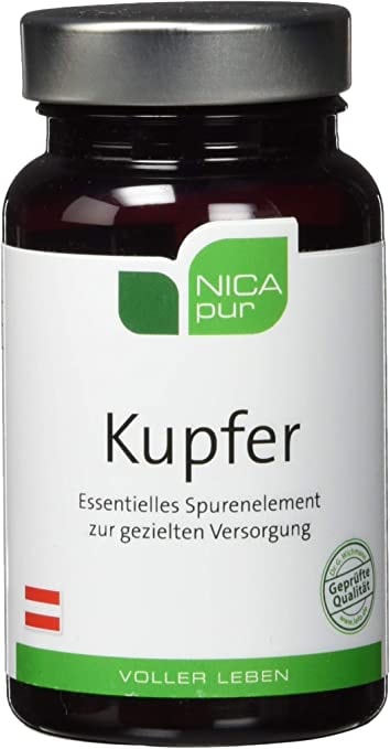 Produktbild von NICApur Kupfer , mit dem Spurenelement Kupfer zur Verbesserung der Versorgung , Reinsubstanz ohne Zusatzstoffe , 60 Kapseln