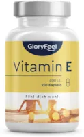 Produktbild von GloryFeel Natürliches Vitamin E - 400 IE bioaktives D-Alpha Tocopherol - 210 Softgel-Kapseln hochdosiert, extrahiert aus Sonnenblumenkernen (7-Monatsvorrat) - Laborgeprüft in Deutschland hergestellt
