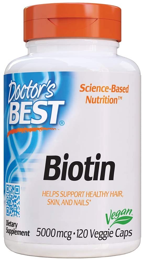 Produktbild von Doctor's Best Biotin Vitamin B7 5000mcg B-Komplex-Vitamin Energie- und Proteinstoffwechsel 120 Kapseln