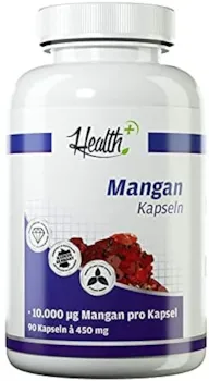 Produktbild von Zec+ Nutrition - Health+ Mangan - 90 Kapseln mit 10 mg Mangangluconat pro Kapsel, wertvolles Spurenelement, Made in Germany