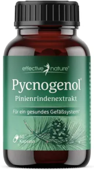 Produktbild von Bewertung effective nature Pinienrindenextrakt hochdosiert Original Pycnogenol mit Vitamin C aus der Acerolakirsche 60 vegane Kapseln reicht für zwei Monate Vegan