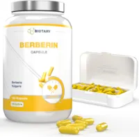 Produktbild von Bewertung BIOTARY Berberin 1000 mg Tagesportion 180 Kapseln Inclusive Pillenbox, Hochdosierte Premium Qualität, Vegan und natürlich aus 97% Berberis Vulgaris, Ohne Magnesiumstearat