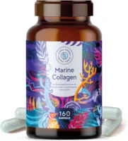 Produktbild von Bewertung Alpha Foods Marine Meeres Collagen mit Hyaluronsäure Kapseln 160 Kapseln Meeres Kollagen Hydrolysat & Marines Elastin mit Hyaluronsäure & Spirulina - auch für Pescetarier geeignet - Alpha Foods