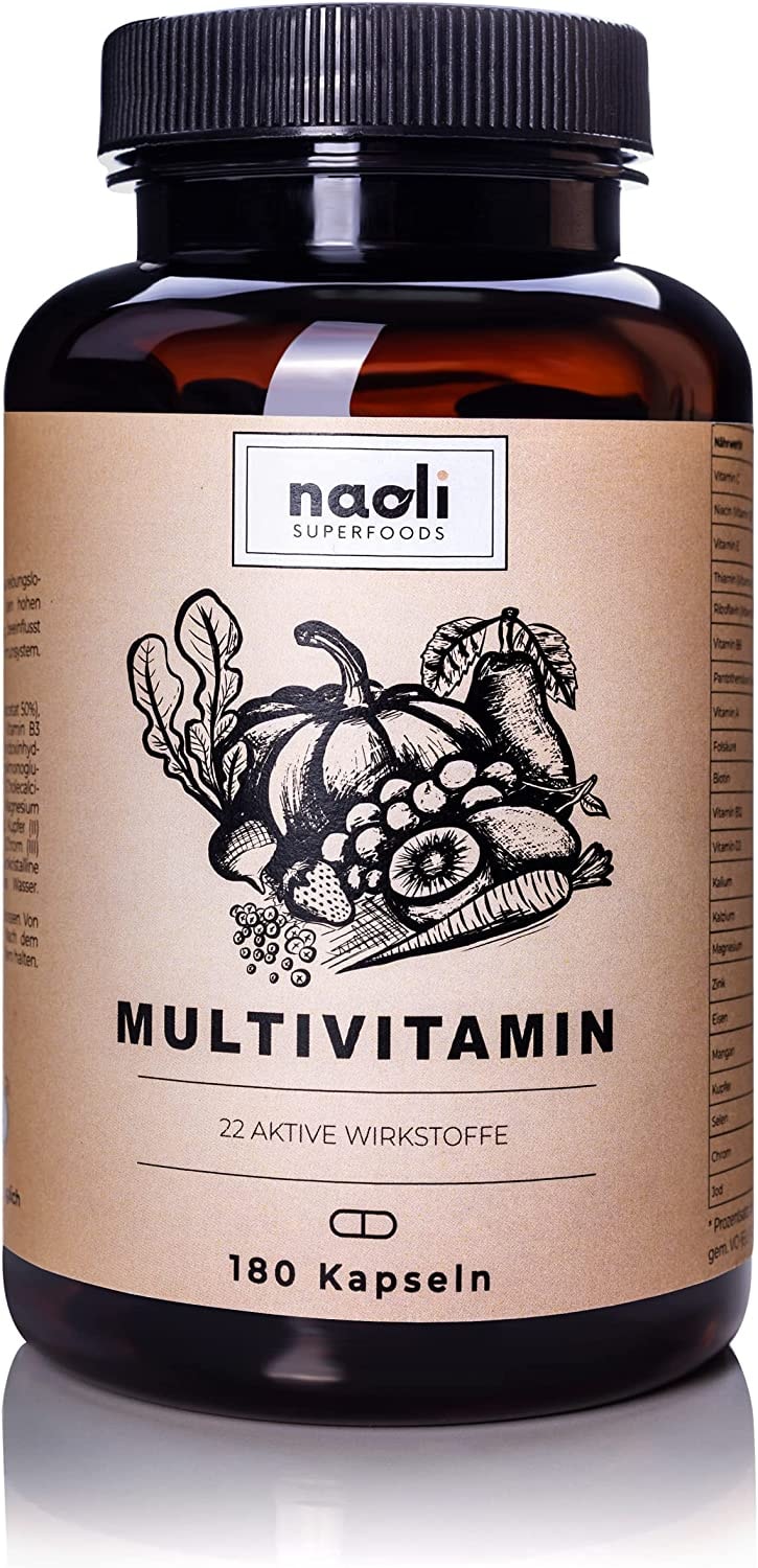Produktbild von Naoli Multivitamin Tabletten Hochdosiert| Ein Komplex aus Vitaminen und Mineralstoffen | Für Frauen und Männer | Gesunde Haare, Haut und Nägel Vitamin | 180 multi vitamine Kapseln | Vitamintabletten