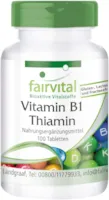 fairvital Vitamin B1 100mg - Thiamin - HOCHDOSIERT - VEGAN - 100 Tabletten