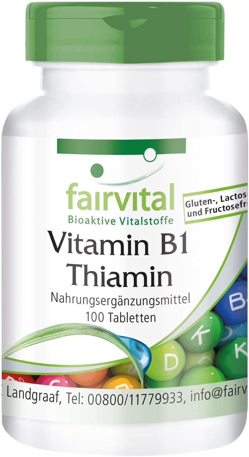 Produktbild von fairvital Vitamin B1 100mg - Thiamin - HOCHDOSIERT - VEGAN - 100 Tabletten