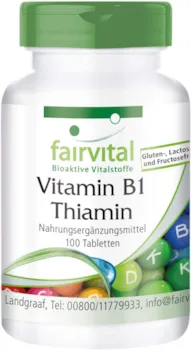 Produktbild von fairvital Vitamin B1 100mg - Thiamin - HOCHDOSIERT - VEGAN - 100 Tabletten